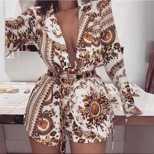 Lovely Chic V Neck Print Deep Yellow 2piece Shorts